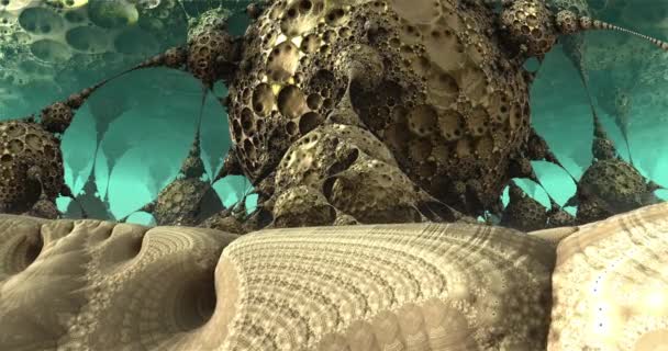 エイリアンの太陽3Dレンダリングの下のエイリアン惑星の表面 — ストック動画
