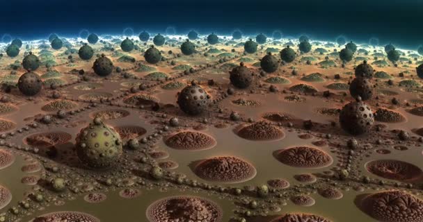 Поверхня Інопланетної Планети Під Сонцем Рендеринг — стокове відео