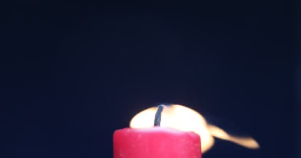 Candle Flame Flickers Wind Smoke Out — Stock Video
