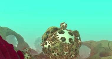the surface of an virus or planet under an alien sun 3d rendering
