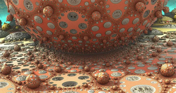 the surface of an virus or an alien planet under an alien sun 3d rendering