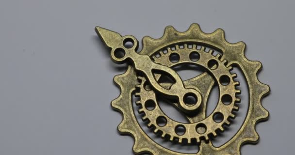 Brass Gears Interlocked Form Gear Clockwork — Stockvideo