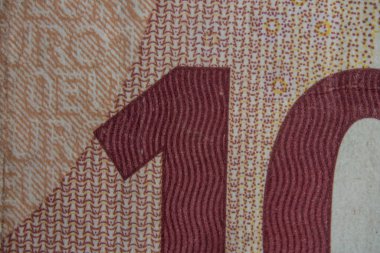 Euro bank note under the microskope