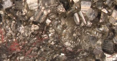 Altın Pyrite kristalleri yakın planda