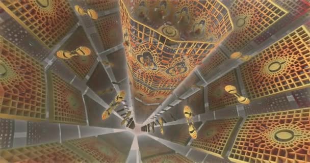 宇宙飞船未来隧道3D渲染 — 图库视频影像