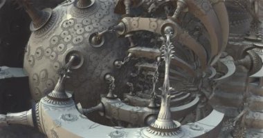 Yabancı bir gezegenin Mimari ve Teknolojisi yabancı bir güneşin altında 3D