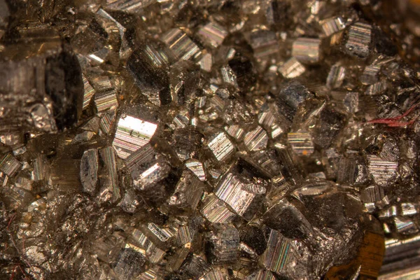 Golden Pyrite Crystals Close — Stock Photo, Image