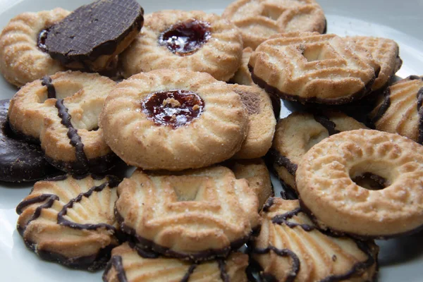 stock image colorful mix of biscuits with chocolate and jam