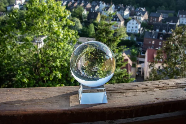 Landscape Turned Upside Glass Ball — Stock Photo, Image