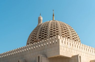 Muscat, Umman, Orta Doğu 'daki Sultan Qaboos Büyük Camii' nin Kubbesi