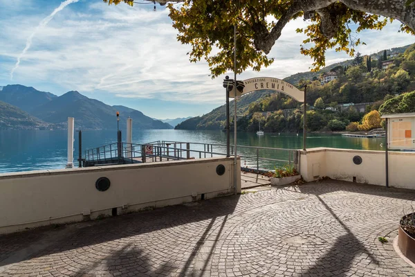 Pier Cremia Village Situated Shore Lake Como Autumn Time Lombardy — Stock Photo, Image