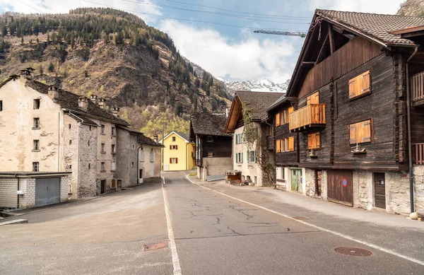 Street Small Village Chironico Uma Comuna Suíça Cantão Tessino Com — Fotografia de Stock