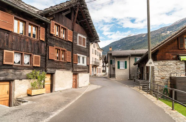 Street Small Village Chironico Uma Comuna Suíça Cantão Tessino Com — Fotografia de Stock