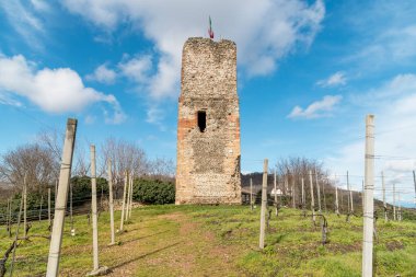 Tower of the castle (Torre delle castelle) in Gattinara, in the province of Vercelli, Piedmont, Italy clipart