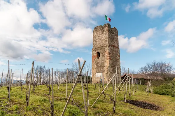 Torre Castelo Torre Delle Castelle Gattinara Província Vercelli Piemonte Itália — Fotografia de Stock