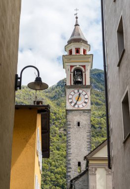 The parish church of the Beata Vergine Assunta in Moghegno, hamlet of Maggia in the Canton of Ticino, Switzerland clipart