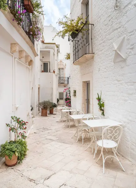 Stock image Characteristic streets in the Locorotondo, metropolitan city of Bari, in Puglia, Italy