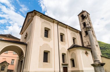 View of the medieval church of Beata Vergine Assunta in Semione (Serravalle), Ticino, Switzerland clipart