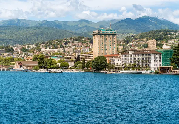 stock image View on Lugano city from the lake of Lugano in summer day, Ticino, Switzerland