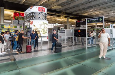 Catania, Sicily, Italy - October 10, 2024: The interior of the departure terminal at Catania-Fontanarossa International Airport in Sicily. clipart