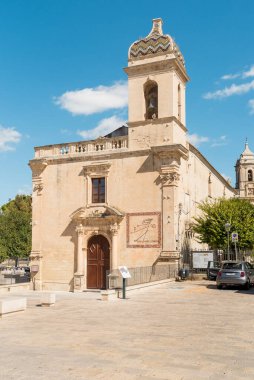 Ragusa, Sicily, Italy - October 7, 2024: The Church of San Vincenzo Ferreri, also known as the Church of the Madonna del Santissimo Rosario, is located at the entrance to the Iblei Gardens in Ragusa. clipart