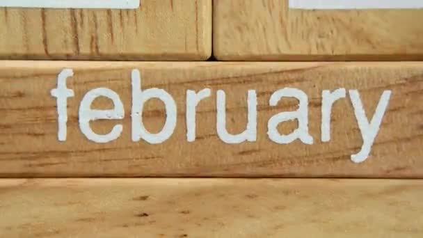 Calendario Madera Cambia Mes Enero Diciembre — Vídeos de Stock