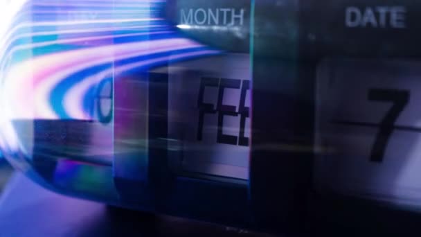 Časová Prodleva Kalendářních Hodin Rok Futuristickém Osvětlení Koncept Cestování Časem — Stock video
