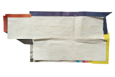 Beyaz arkaplanda gazete kağıdından yapılmış soyut geometrik metin kutusu