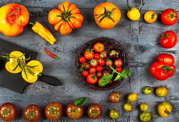 Old Tomatoes Seen Placed Old Board — Stock Photo, Image