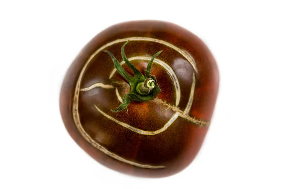 白い背景にクリミアの黒いトマトの上のクローズアップ — ストック写真