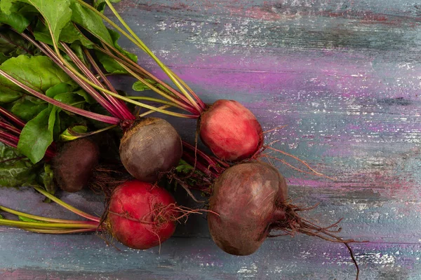 Freshly Harvested Red Beets Dark Bacground — Stock Photo, Image