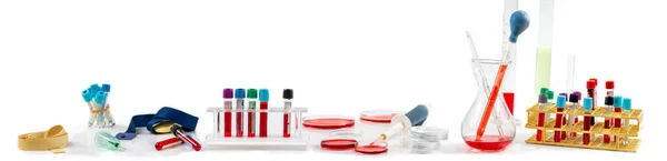 Panorama Sprzętu Wykorzystywanego Pobierania Próbek Krwi — Zdjęcie stockowe