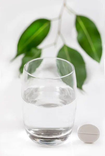 Effervescent Tablet Next Glass Water — Stock Photo, Image