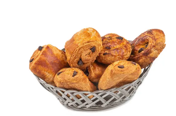Mini Pastries Basket White Background — Stock Photo, Image