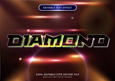 Lüks 3D karikatür elmas metin efekti. düzenlenebilir yazı tipi