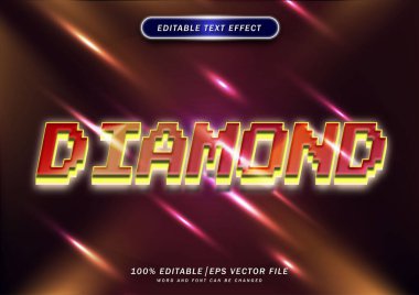 Lüks 3D karikatür elmas metin efekti. düzenlenebilir yazı tipi