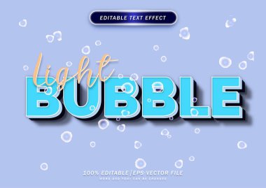 3D mavi balon tarzı. Kabarcık metin biçimi efekti. Düzenlenebilir maket. yazı tipi.