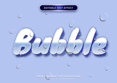 3D mavi balon tarzı. Kabarcık metin biçimi efekti. Düzenlenebilir maket. yazı tipi.