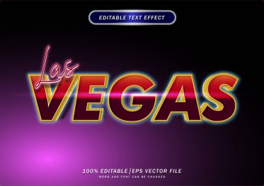 3d Lüks Las Vegas metin efekti. Neon Yazı Tipi Düzenlenebilir. maket metin efekti.