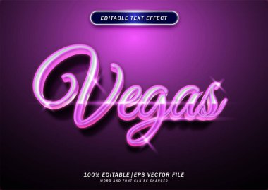 3d Lüks Las Vegas metin efekti. Neon Yazı Tipi Düzenlenebilir. maket metin efekti.