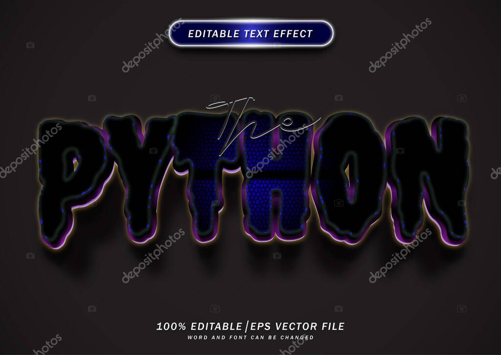 Editable text effect python. 3d wild and skin font style 2023