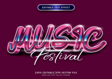 Music Festival text effect. 3d typography font style. elegant style design.