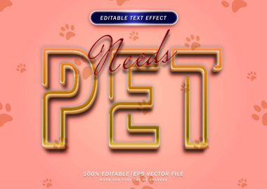 Pet needs cute text style editable font effect. colorful style design