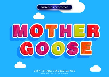 Colorful 3d mother goose text effect. title text effect