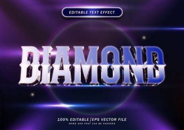 Lüks elmas düzenlenebilir metin efekti. Yazı tipi kırpma etkisi. maket metin efekti