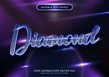 Lüks elmas düzenlenebilir metin efekti. Yazı tipi kırpma etkisi. maket metin efekti