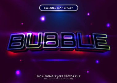 Lüks neon kabarcık düzenlenebilir metin efekti