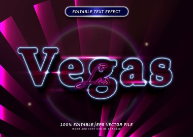 3D Lüks Las Vegas mesaj efektine hoş geldiniz. Neon Yazı Tipi Düzenlenebilir. maket metin efekti