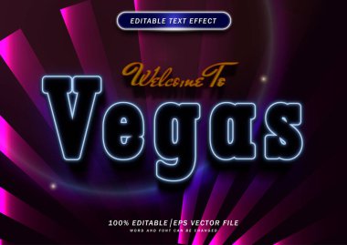 3d Lüks Vegas mesaj efektine hoş geldiniz. Neon Yazı Tipi Düzenlenebilir. maket metin efekti