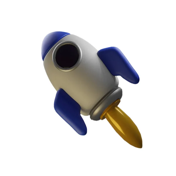 Vector Icon Spaceship Rocket Toy Rocket Upswing Business Concept Cartoon — Stock Photo, Image